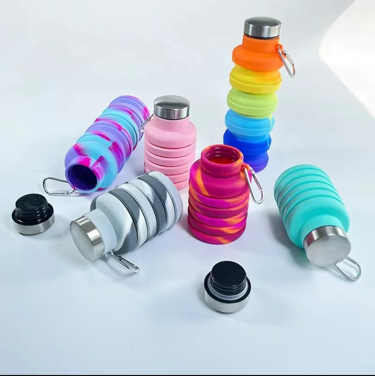 Collapsible Silicone Water Bottle Foldable Water Bottle Leak Proof Reusable Sports Drinking Bottle