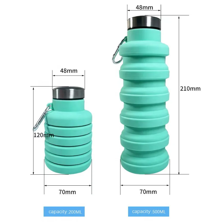 Collapsible Silicone Water Bottle Foldable Water Bottle Leak Proof Reusable Sports Drinking Bottle