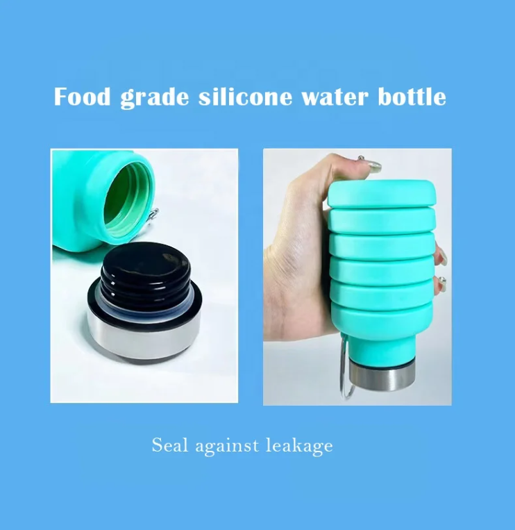 Collapsible Silicone Water Bottle Foldable Water Bottle Leak Proof Reusable Sports Drinking Bottle